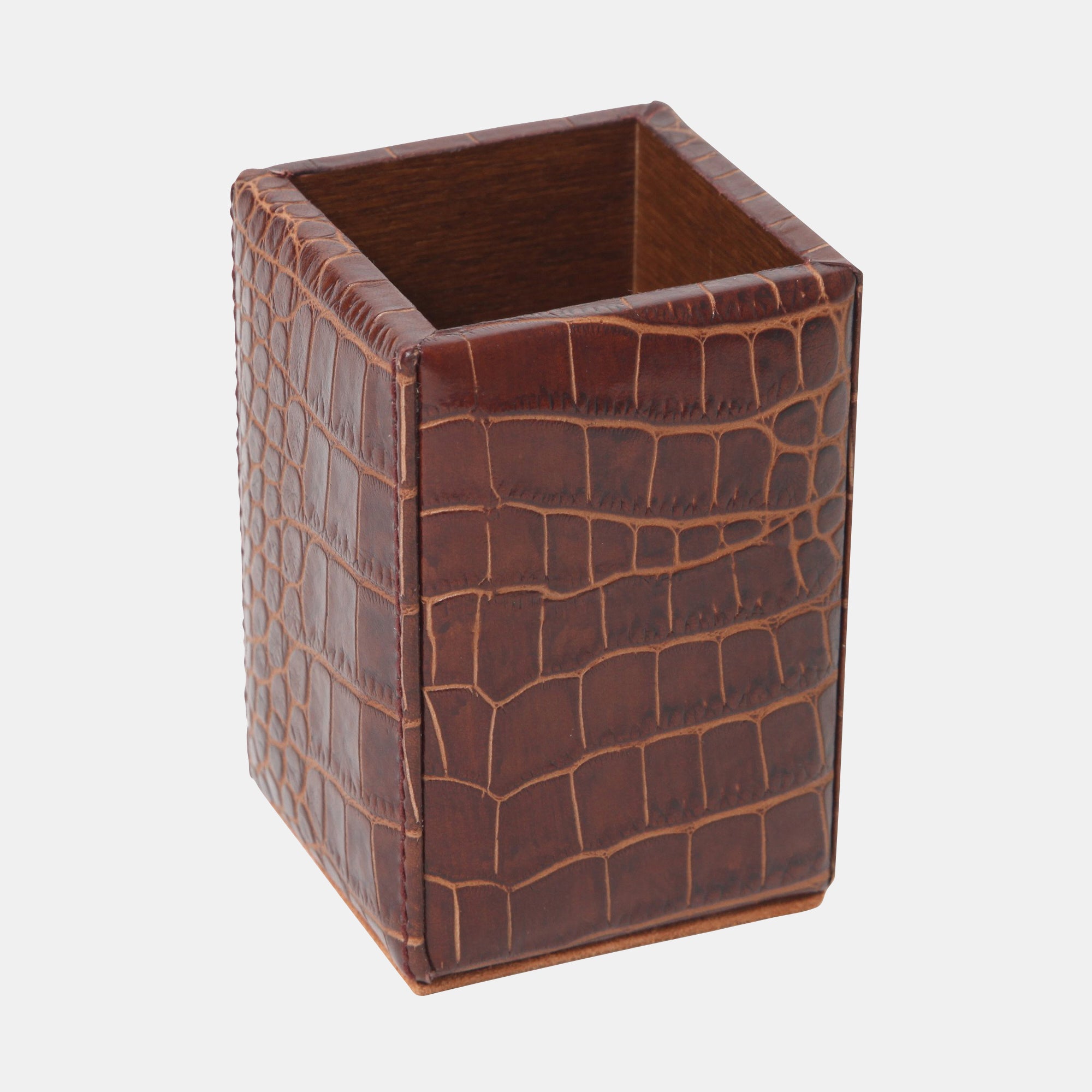 ALLIGATOR EMBOSSED EXECUTIVE DESK PENCIL CUP