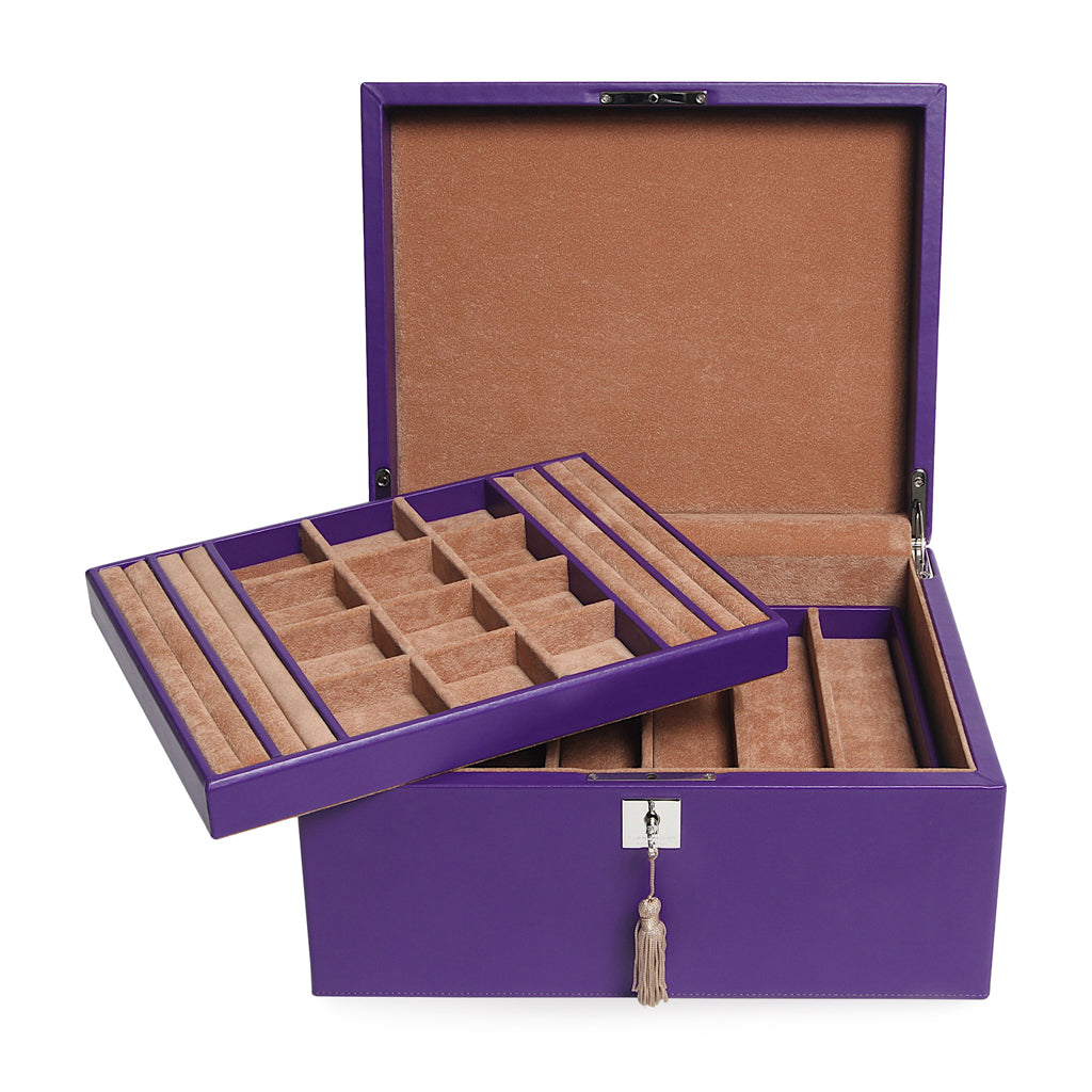 CALF LEATHER TWO TRAY JEWELRY BOX