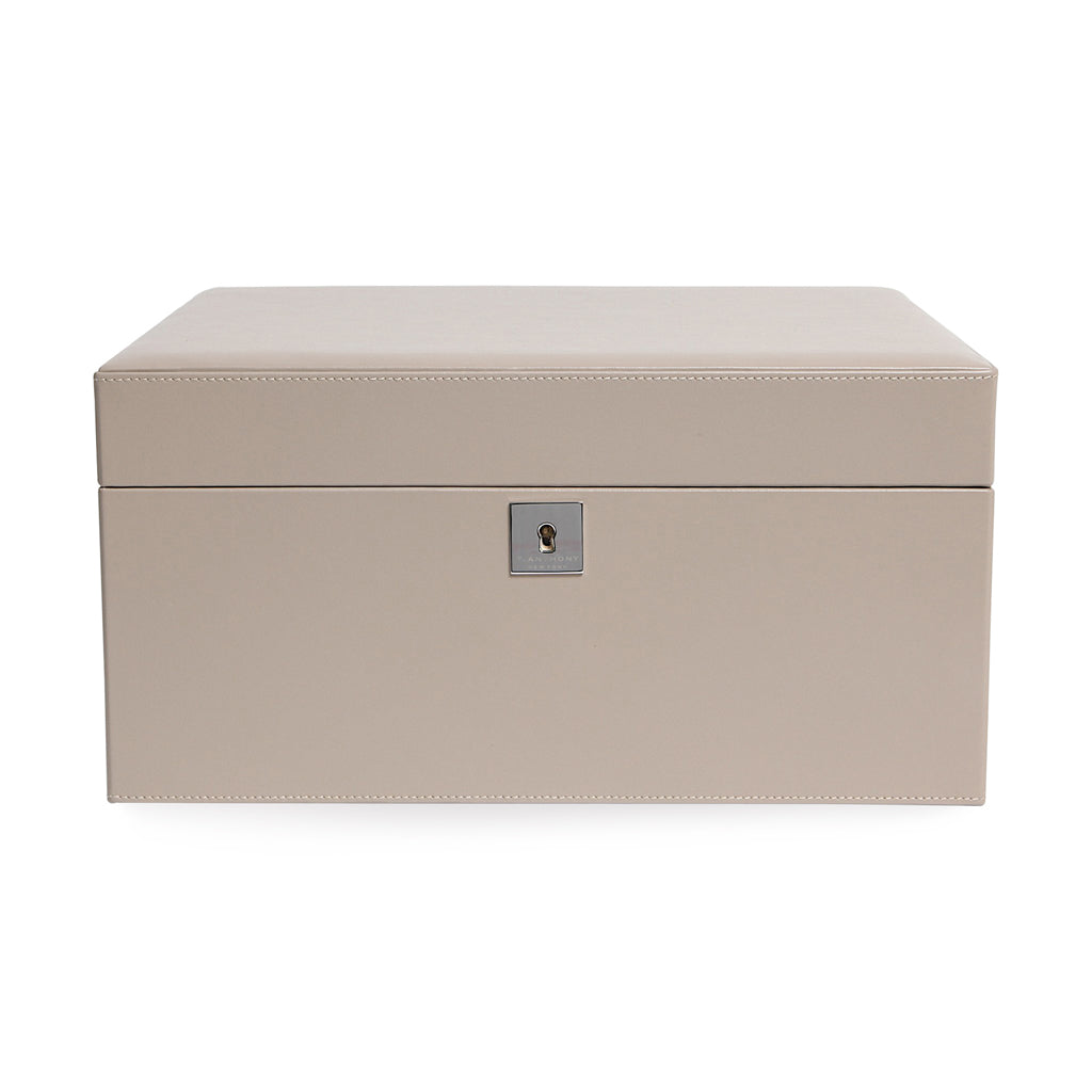 CALF LEATHER TWO TRAY JEWELRY BOX