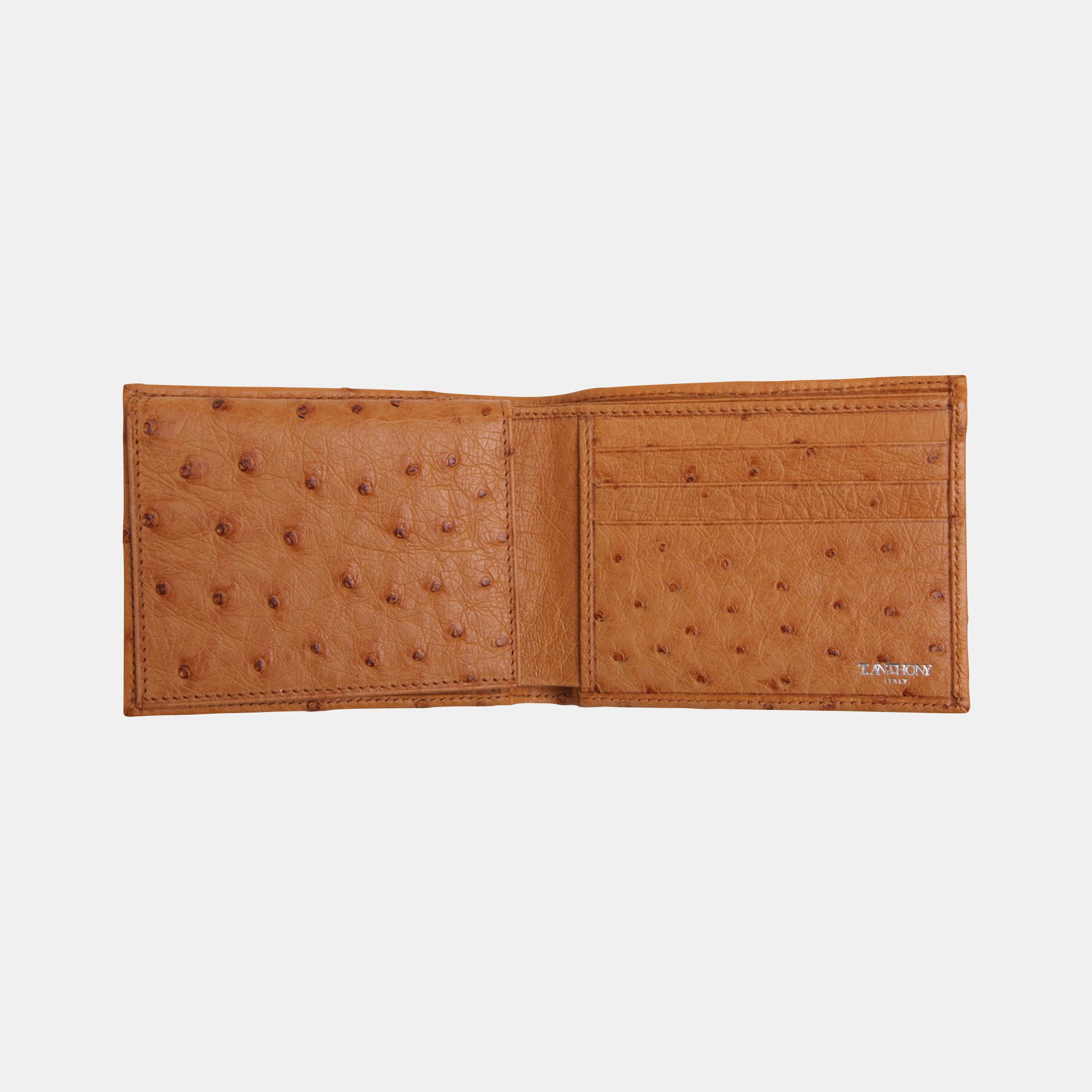Genuine Ostrich Leather Cover Flip Book Wallet Style