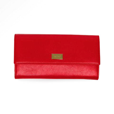 Dolce and Gabbana Blue Leather Dauphine Flap Compact Wallet Dolce